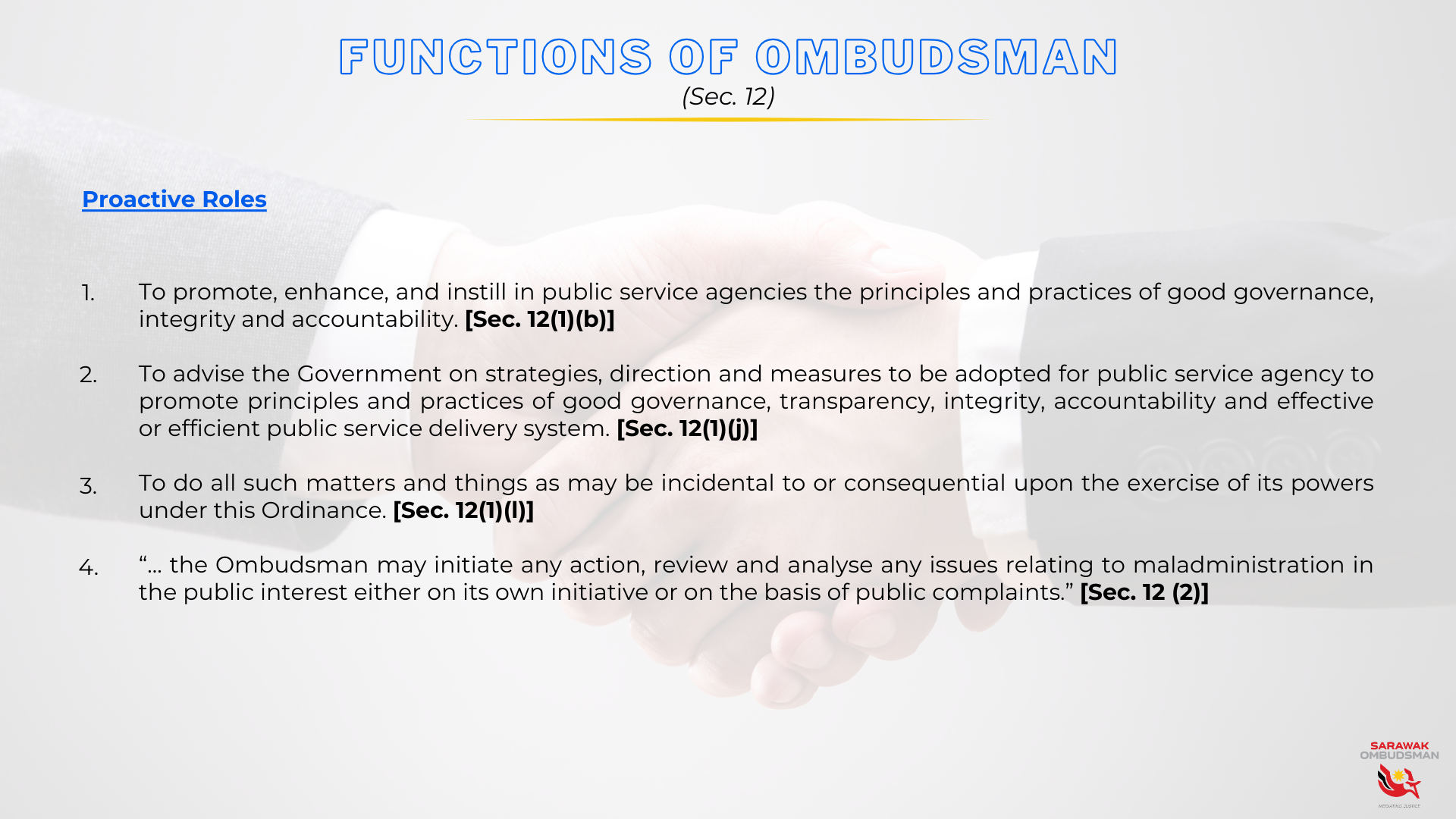 Functions of Ombudsman Proactive Roles